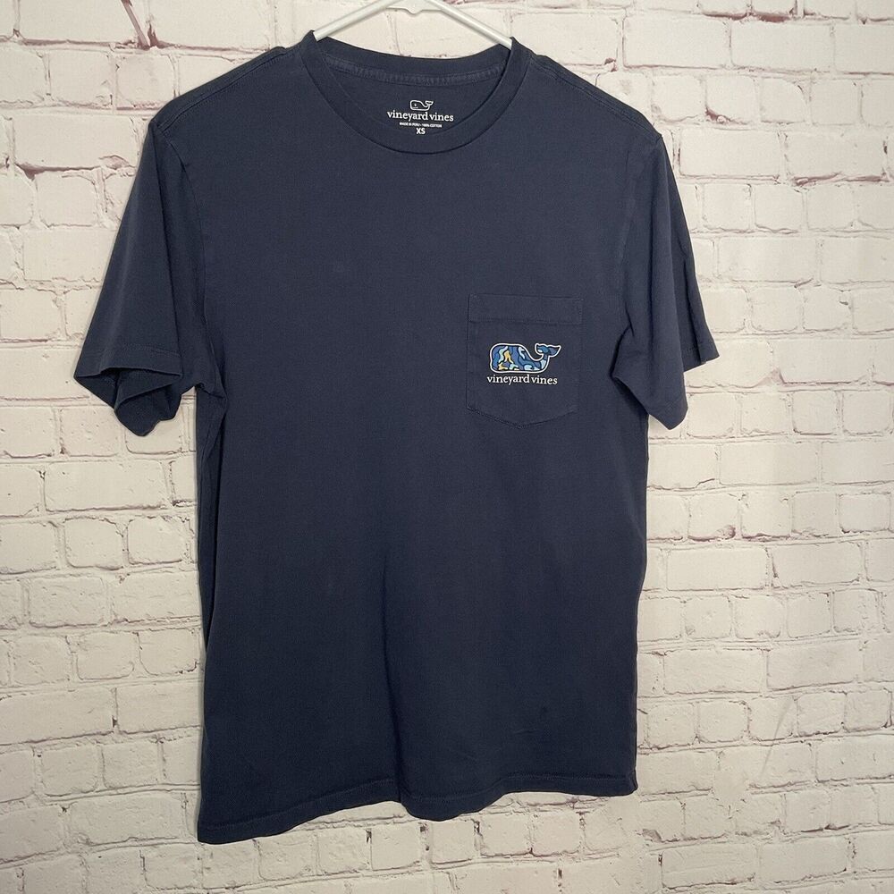 Vineyard Vines Tee Tuna Starfish Whale Pocket T-Shirt Navy Short Sleeve Men’s XS